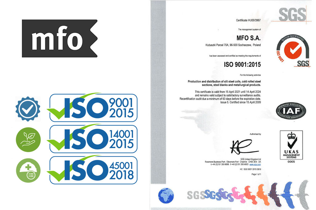  ISO 9001:2015, PN-EN ISO 14001:2015