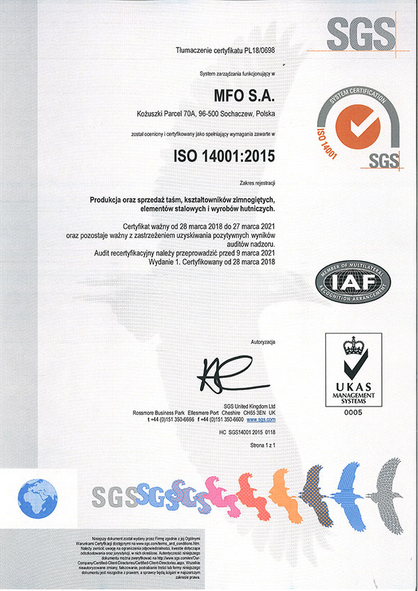 ISO 14001:2015  System zarządzania jakością