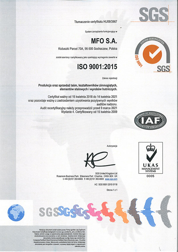 ISO 9001:2015  System zarządzania jakością